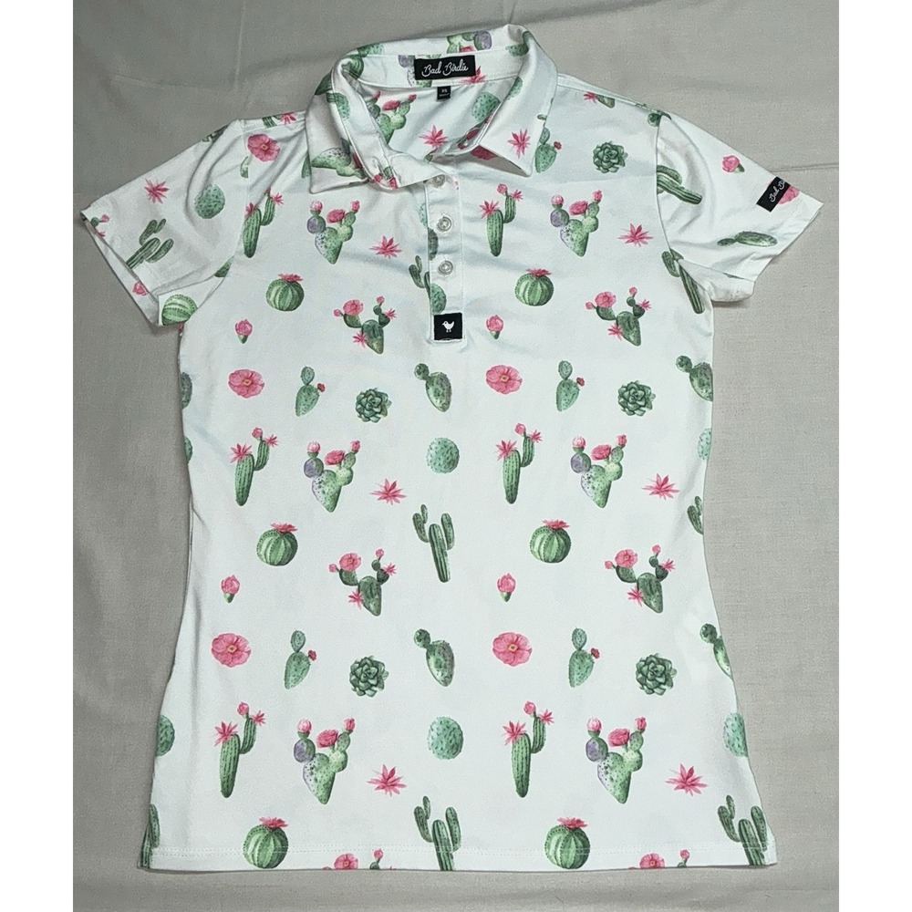 Bad Birdie Polo Shirt Women's XS Multicolor Cactus Golf Stretch Performance